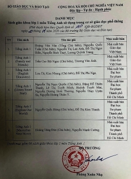 cong bo 6 sach giao khoa tieng anh lop 1 moi